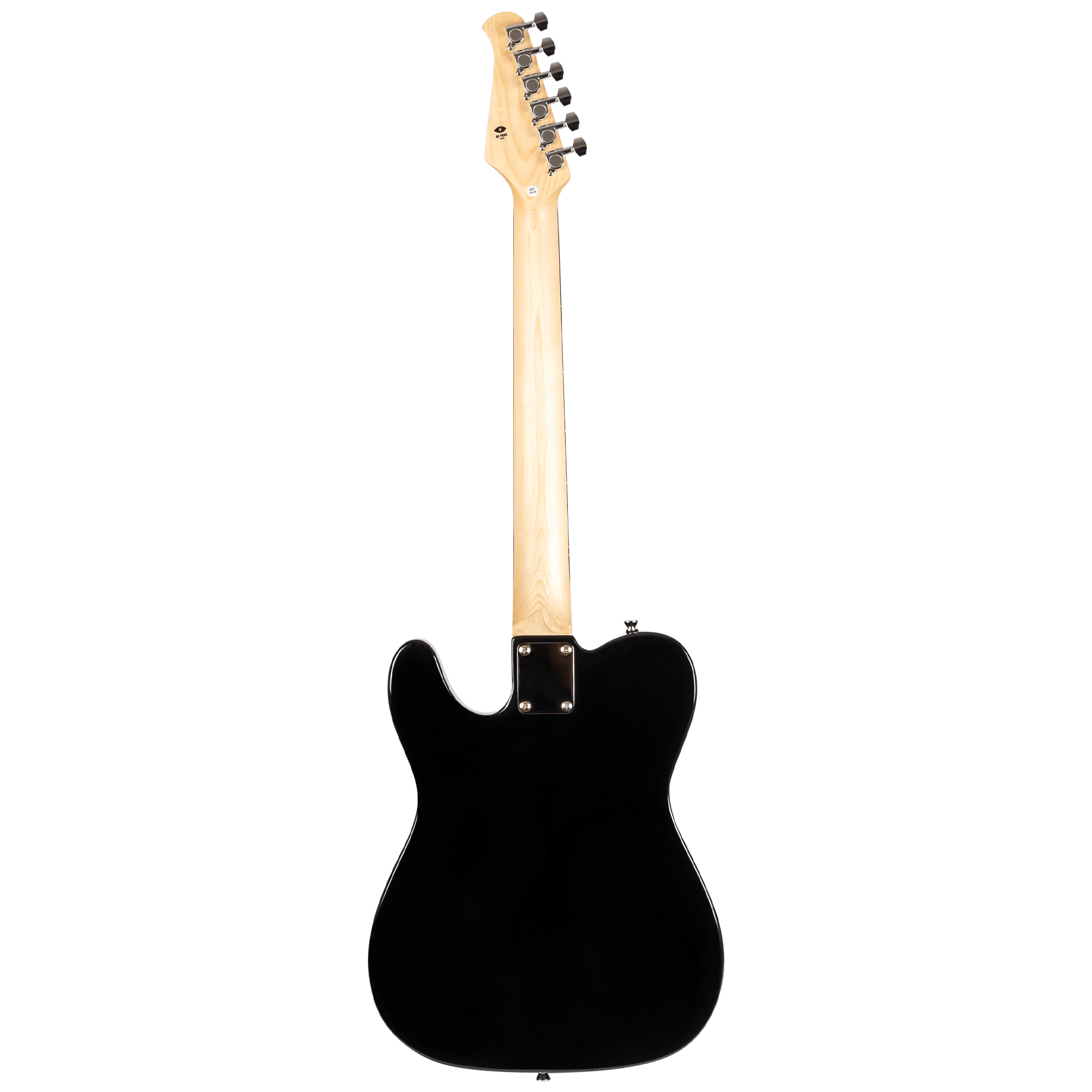 Back profile of Voltera VT-300 BK Black electric guitar showing the single-cutaway design and maple neck.