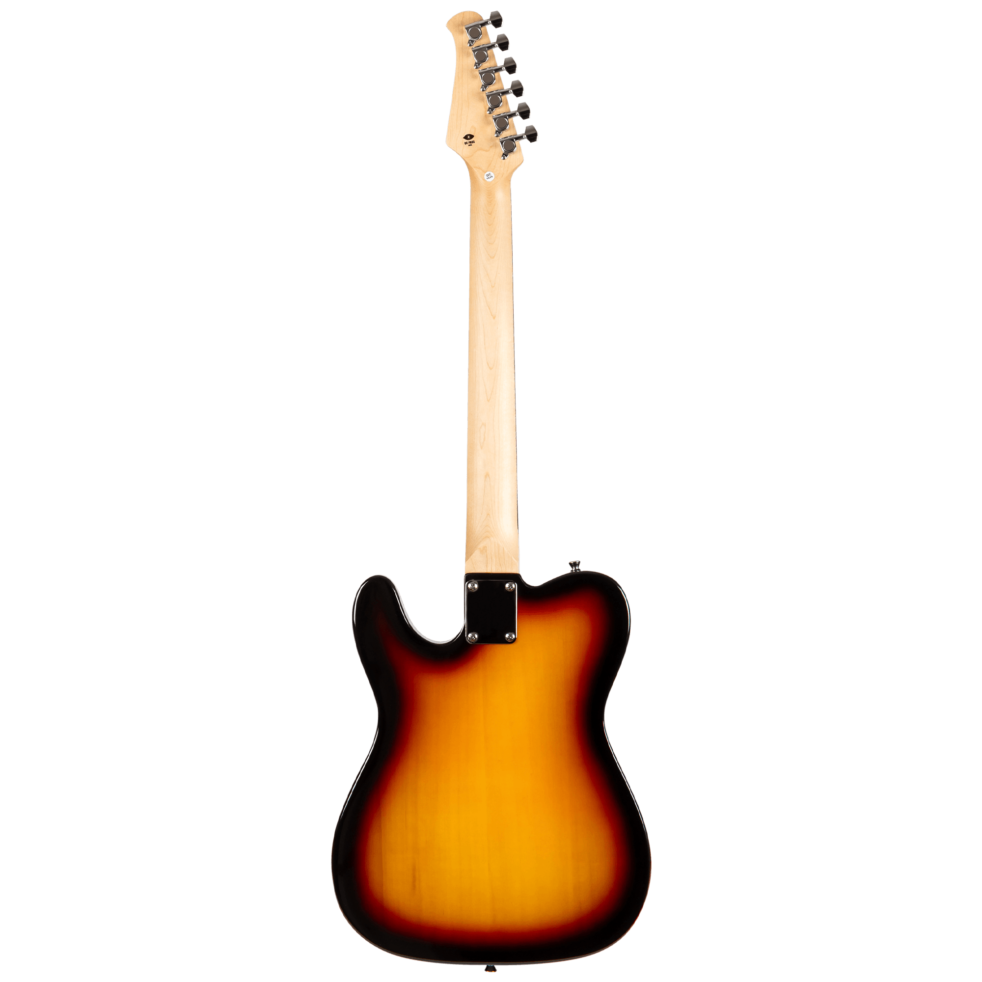 Back view of Voltera VT-300 SB Sunburst guitar showing the single-cutaway body and maple neck.
